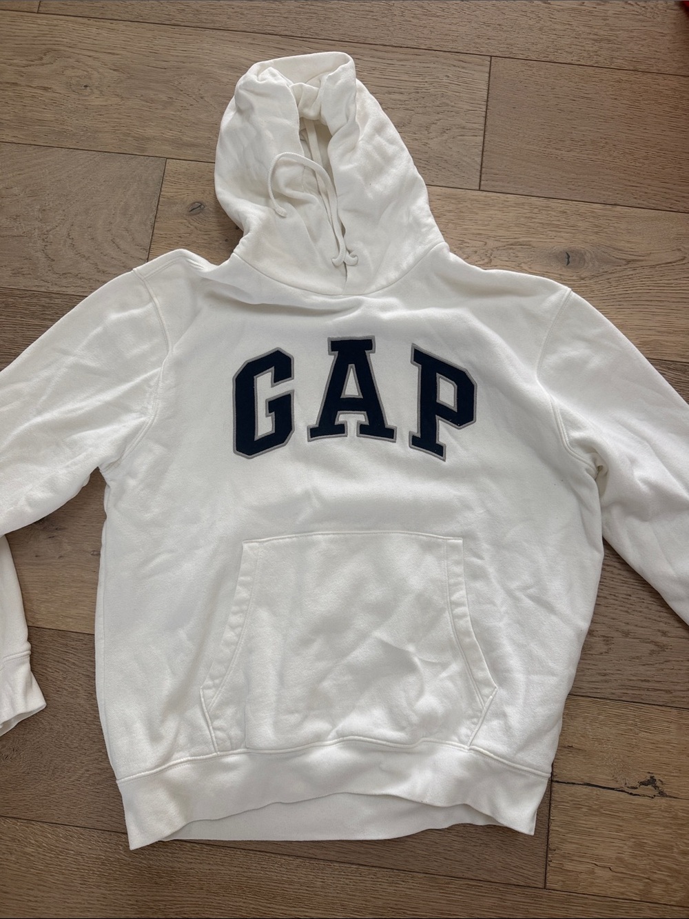 GAP White Hoodie with Navy Lettering
